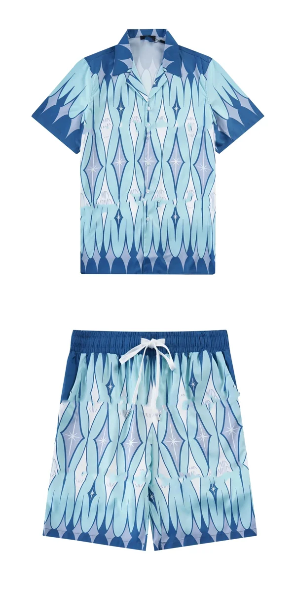 Other Blue & White Geometric Print Co-ord Set Blue - 1