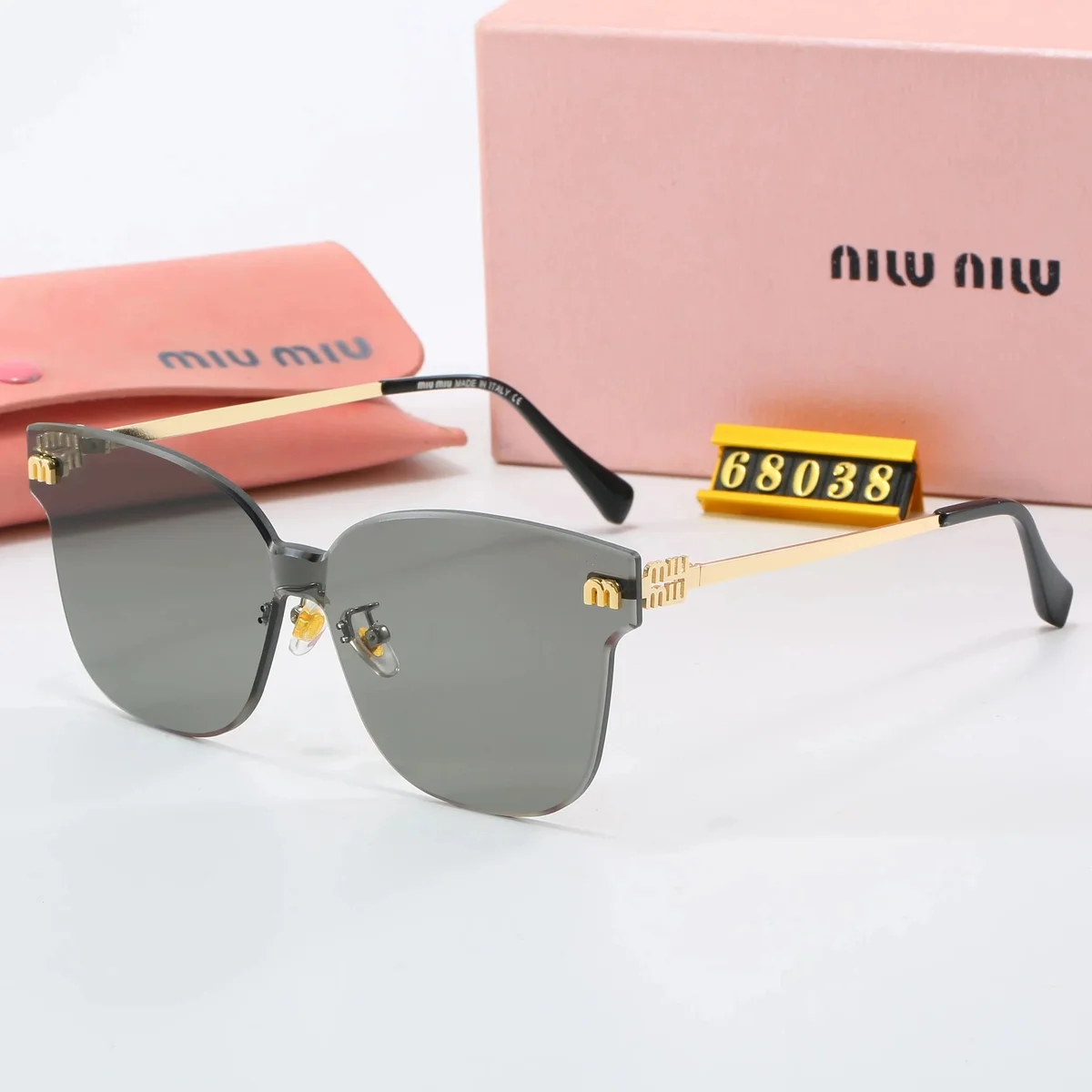 Miu Miu Miu Miu Cat-Eye Sunglasses Grey Gold Accessories Grey - 1