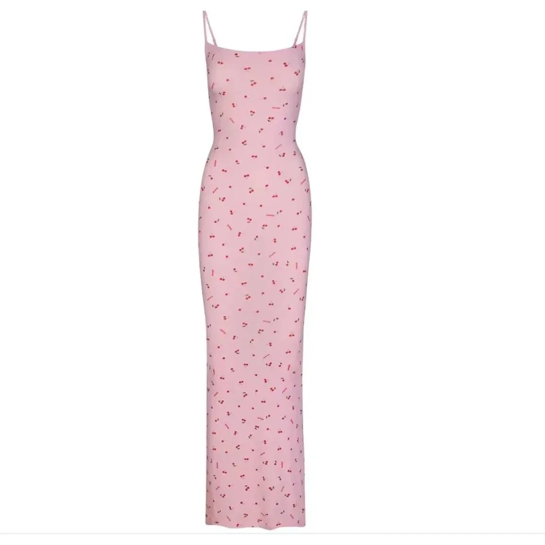 Other Pink Cherry Print Maxi Dress Pink - 1