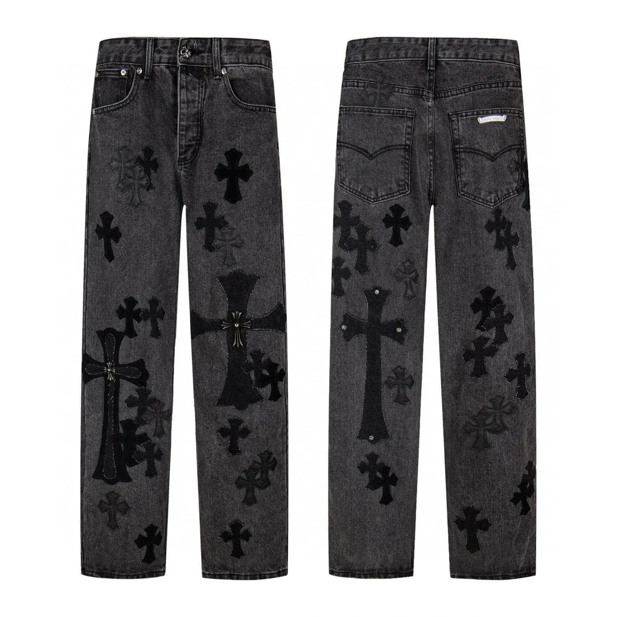 Chrome Hearts Chrome Hearts Cross Black Cross Denim Jeans Grey