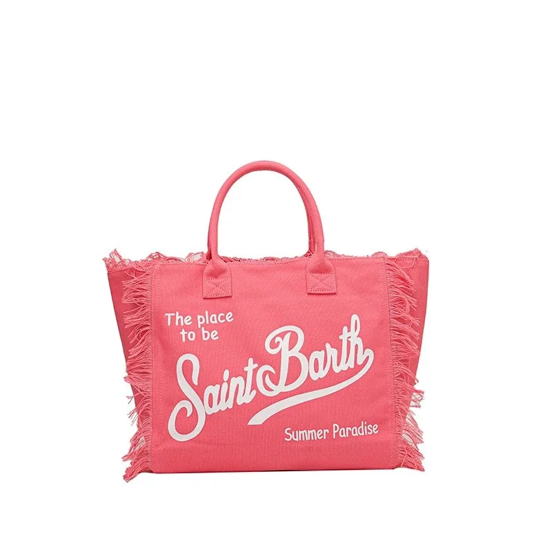 Saint Barth Saint Barth Summer Paradise Pink Canvas Tote Bag Pink - 1