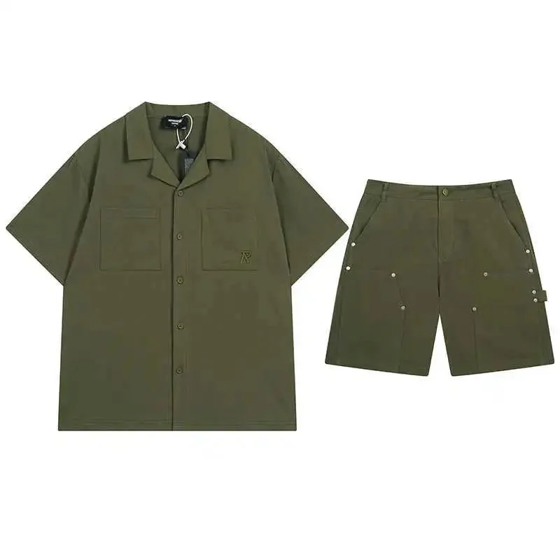Other Olive Green Co-ord Set with Short Sleeve Shirt and Shorts Green - 1