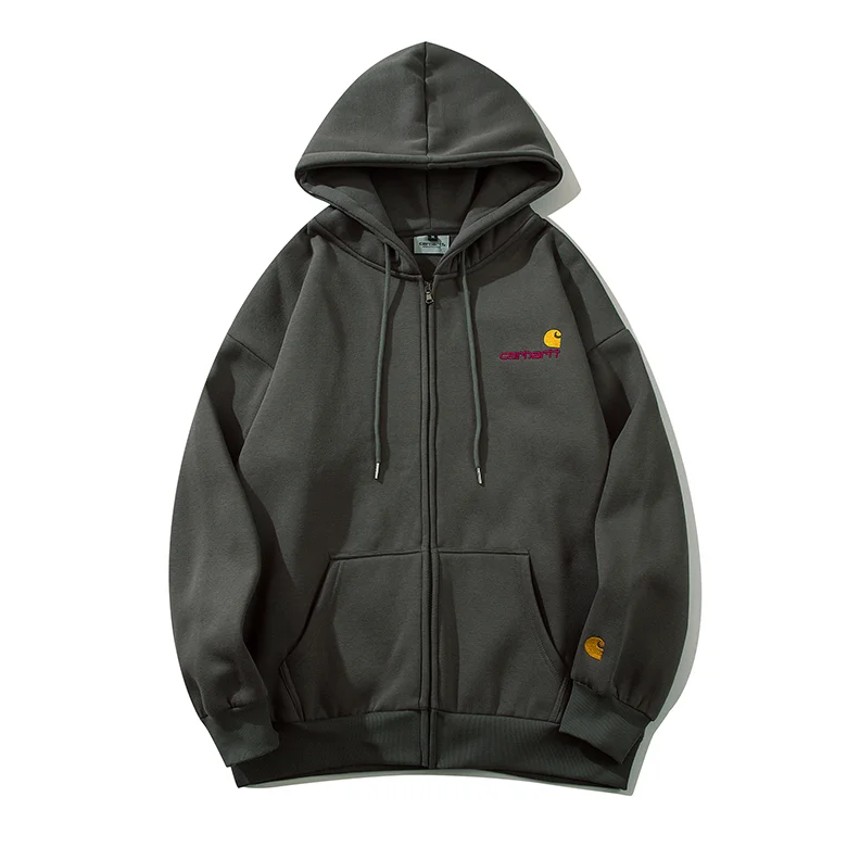 Carhartt Carhartt Deep Grey Fleece-Lined Zip-Up Hoodie Grey - 1