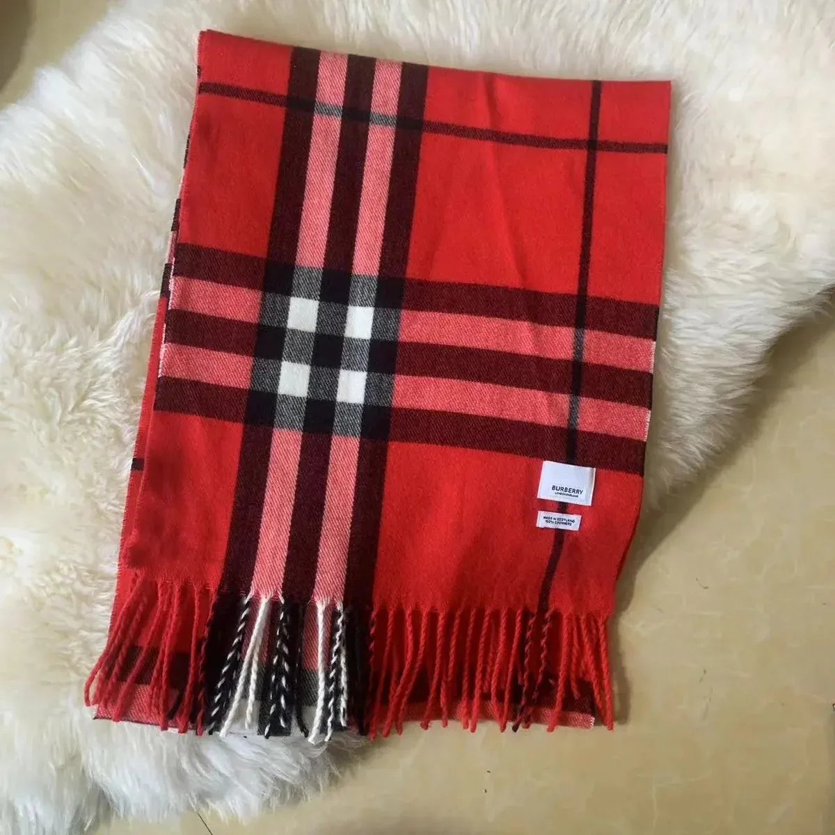 Burberry Burberry Vintage Check Scarf Red/Black Plaid Red