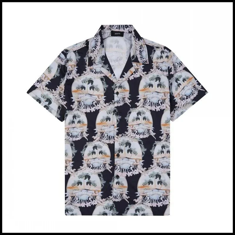 Amiri Amiri Tropical Print Short-Sleeve Shirt Black/White Black - 1