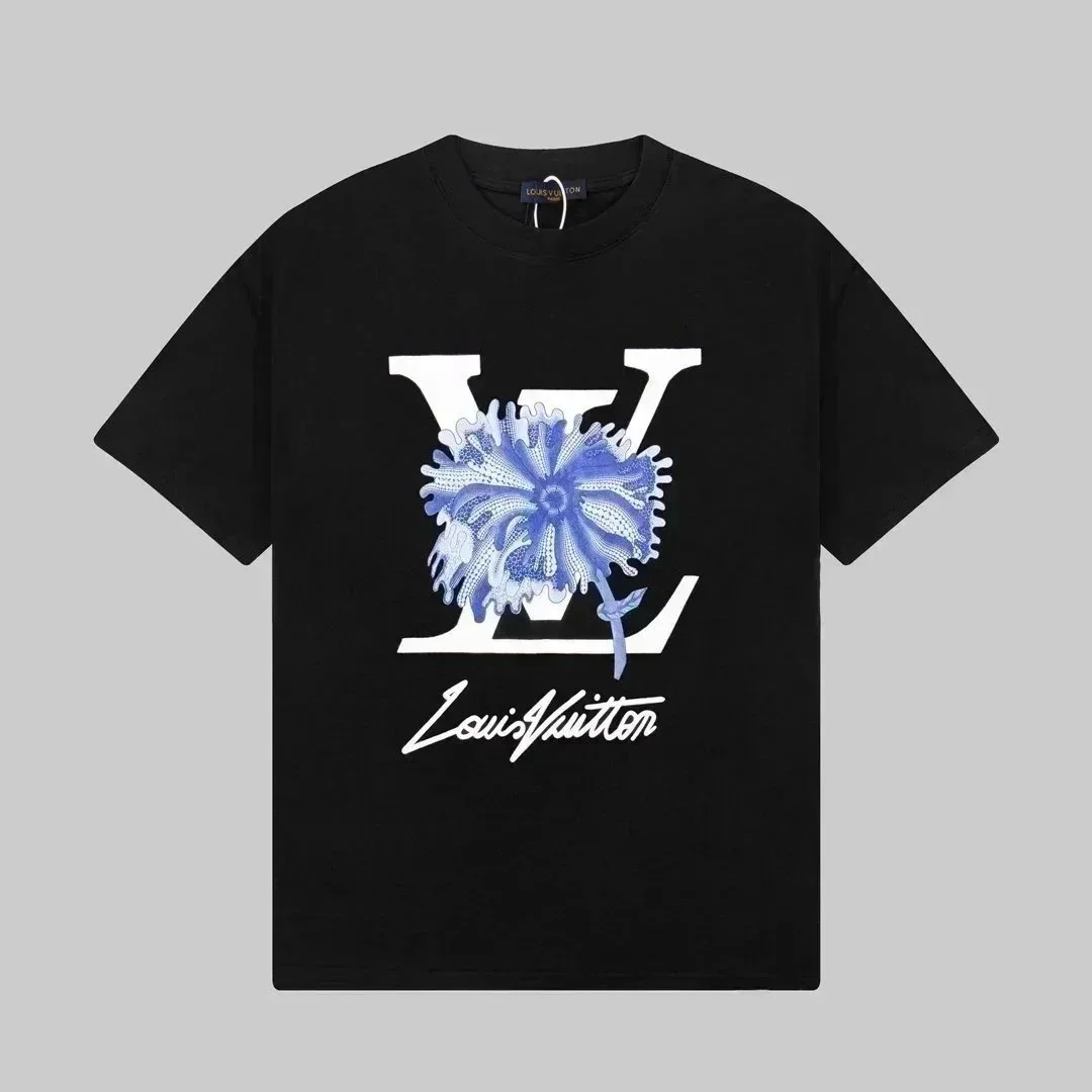 Louis Vuitton Louis Vuitton Monogram Black Blue Flower Logo T-Shirt Black