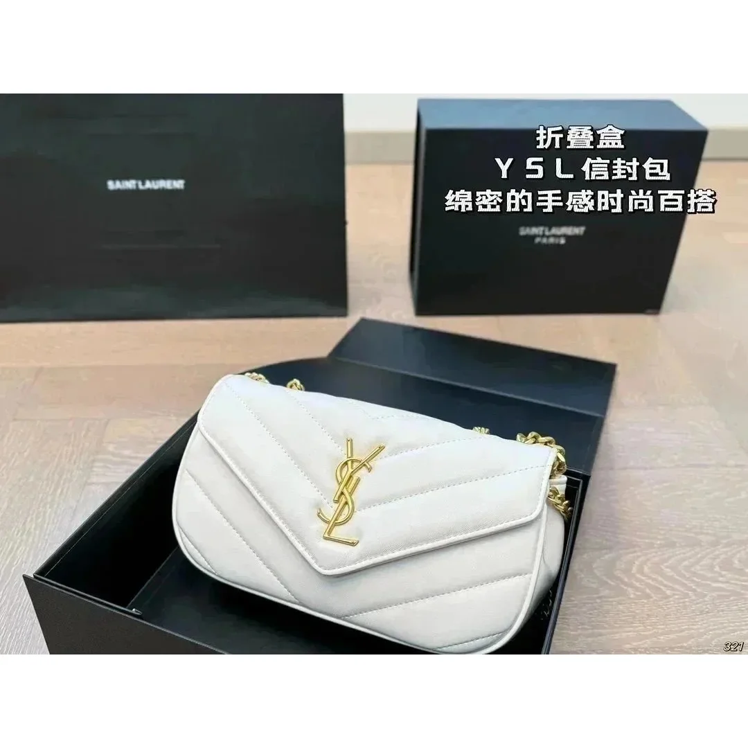 Saint Laurent Saint Laurent Lou Tote White Gold Chain Bag White - 1