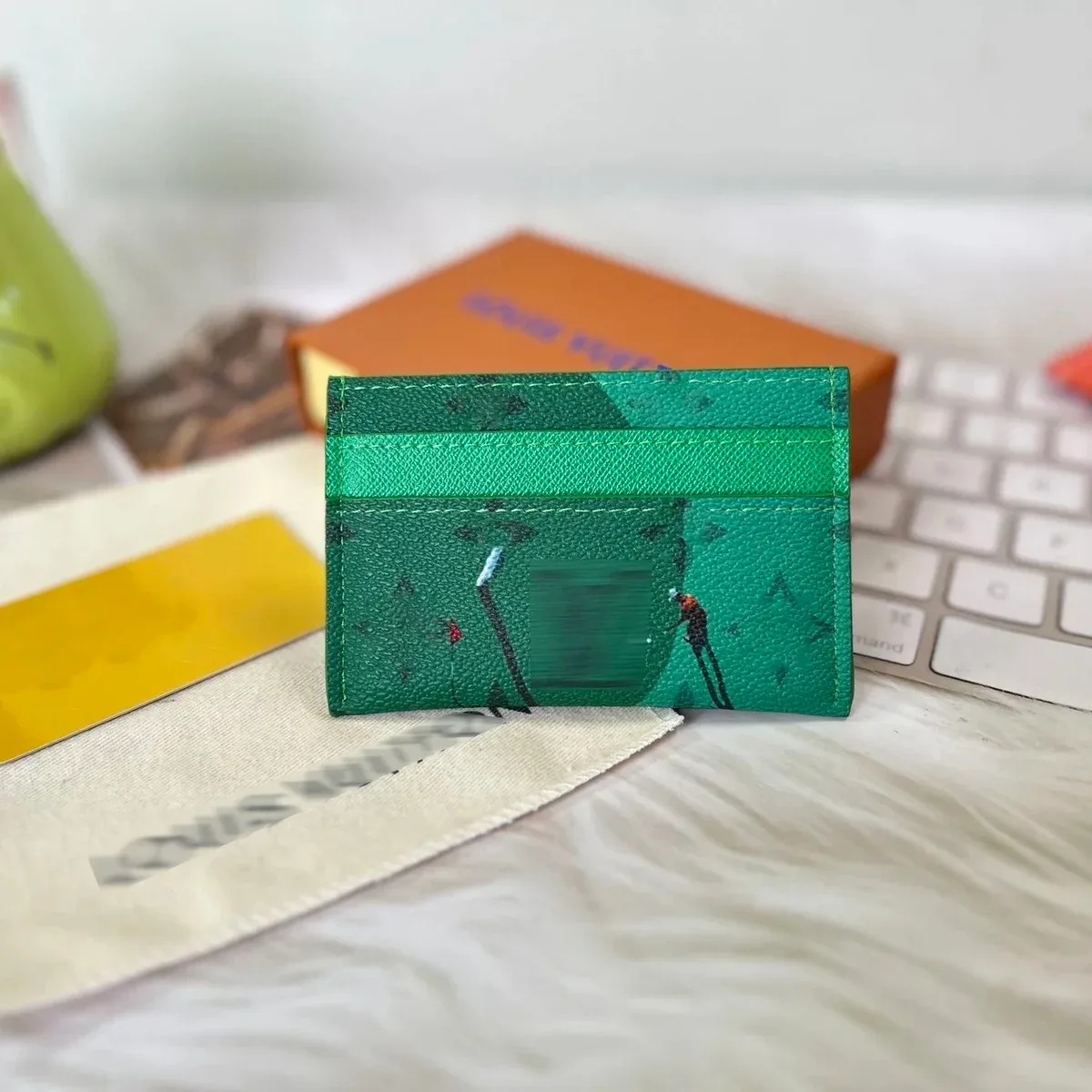 Louis Vuitton Louis Vuitton Pochette Printed Card Holder Green Green