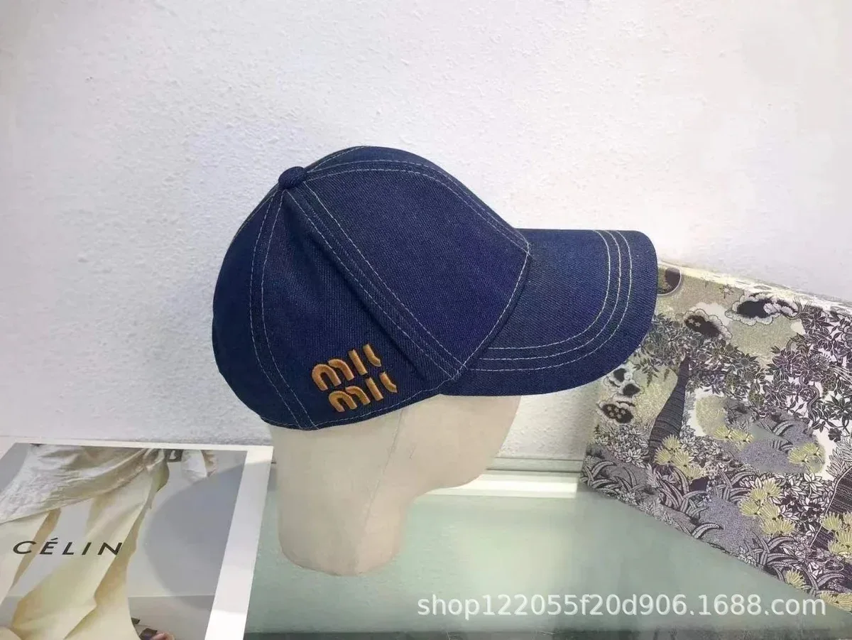 Miu Miu Miu Miu Blue Denim Baseball Cap Blue