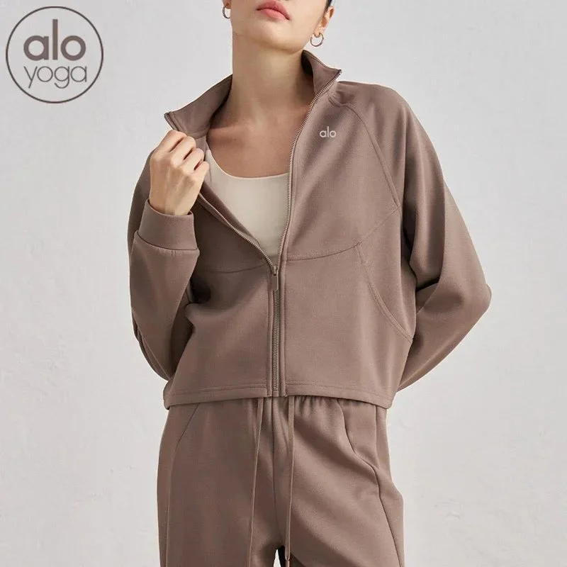 Alo Yoga Alo Yoga Mocha Brown Zip-Up Hoodie Brown - 1