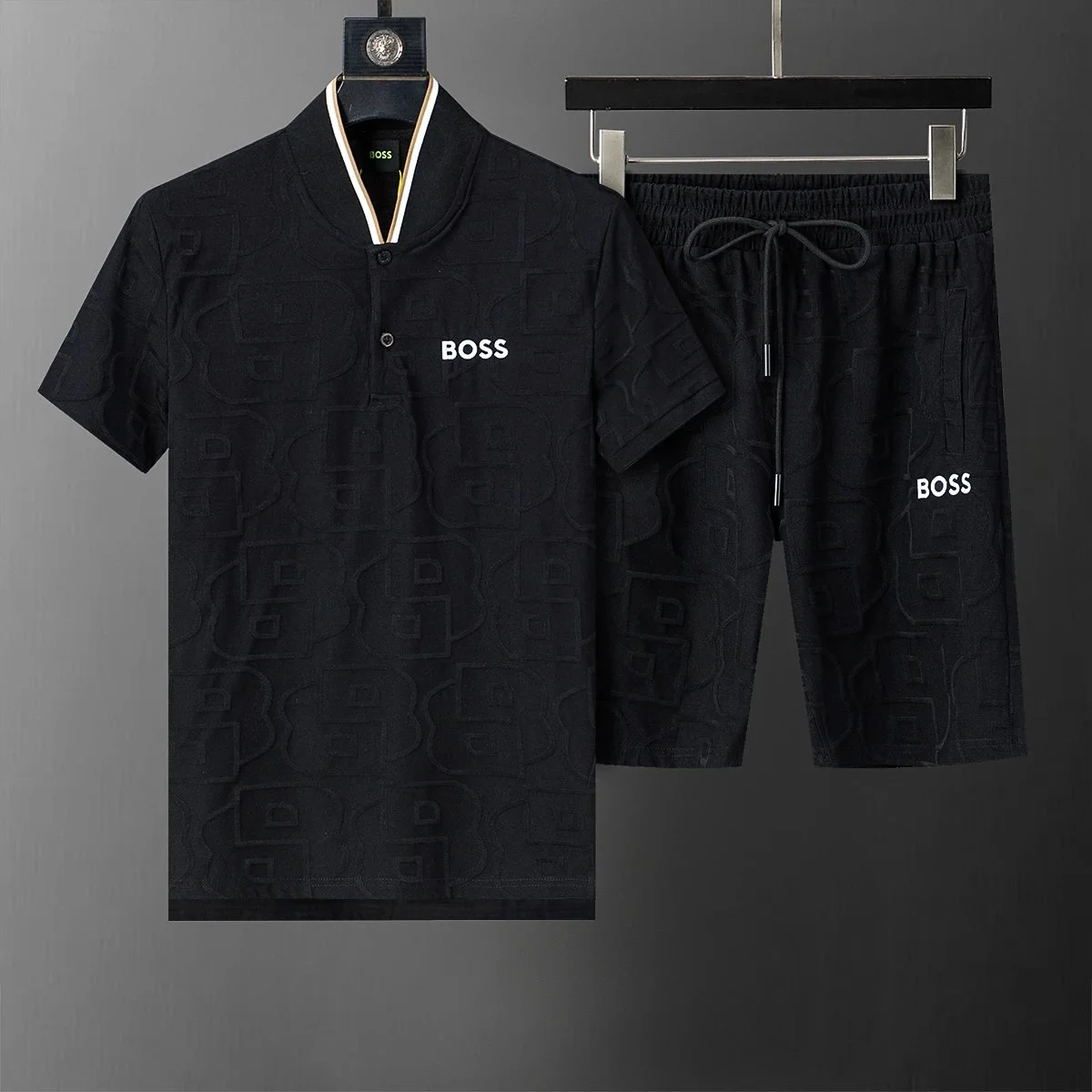 Hugo Boss Hugo Boss Black Embossed Polo & Shorts Set Black - 1