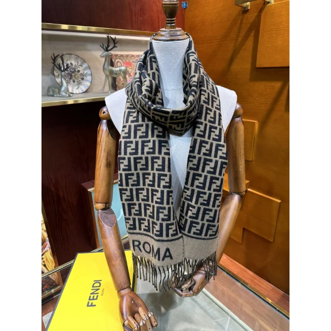 Fendi Fendi FENDI.2 Beige/Black Monogram Scarf Beige