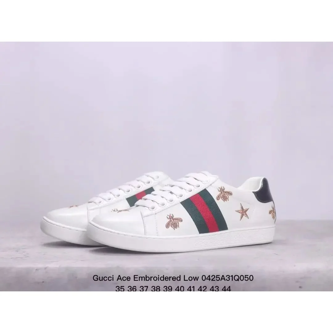 Gucci Gucci Ace Embroidered Low White Bee Sneakers White