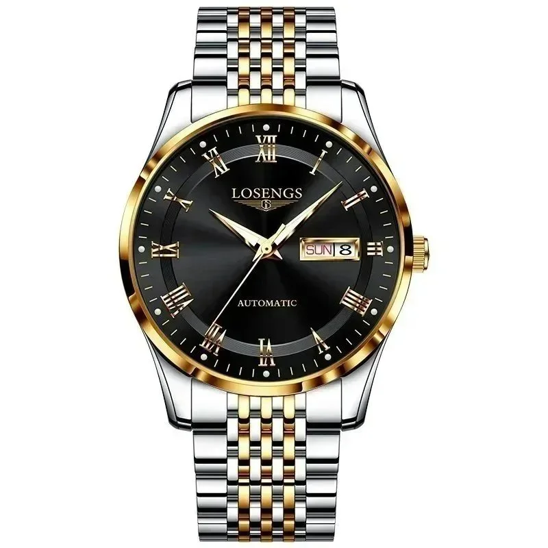 Other Automatic Black Dial Men's Watch with Gold Accents Black - 1