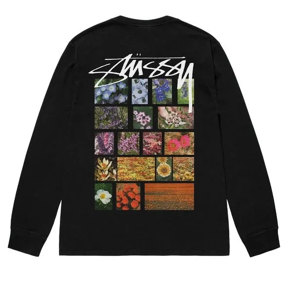 Stussy Stussy Stüssy Floral Print Long Sleeve T-Shirt Black Black - 1