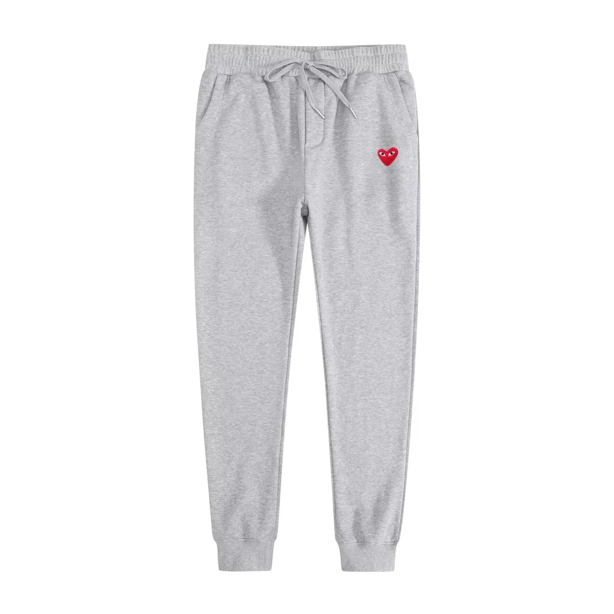 Comme des Garçons CDG Heart Gray Sweatpants with Red Eye Detail Grey