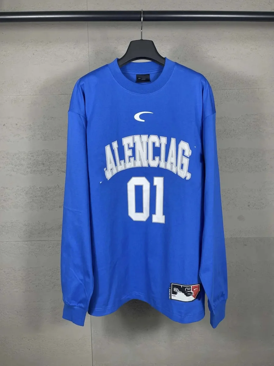 Balenciaga Balenciaga 01 Print Electric Blue Long Sleeve T-Shirt Blue