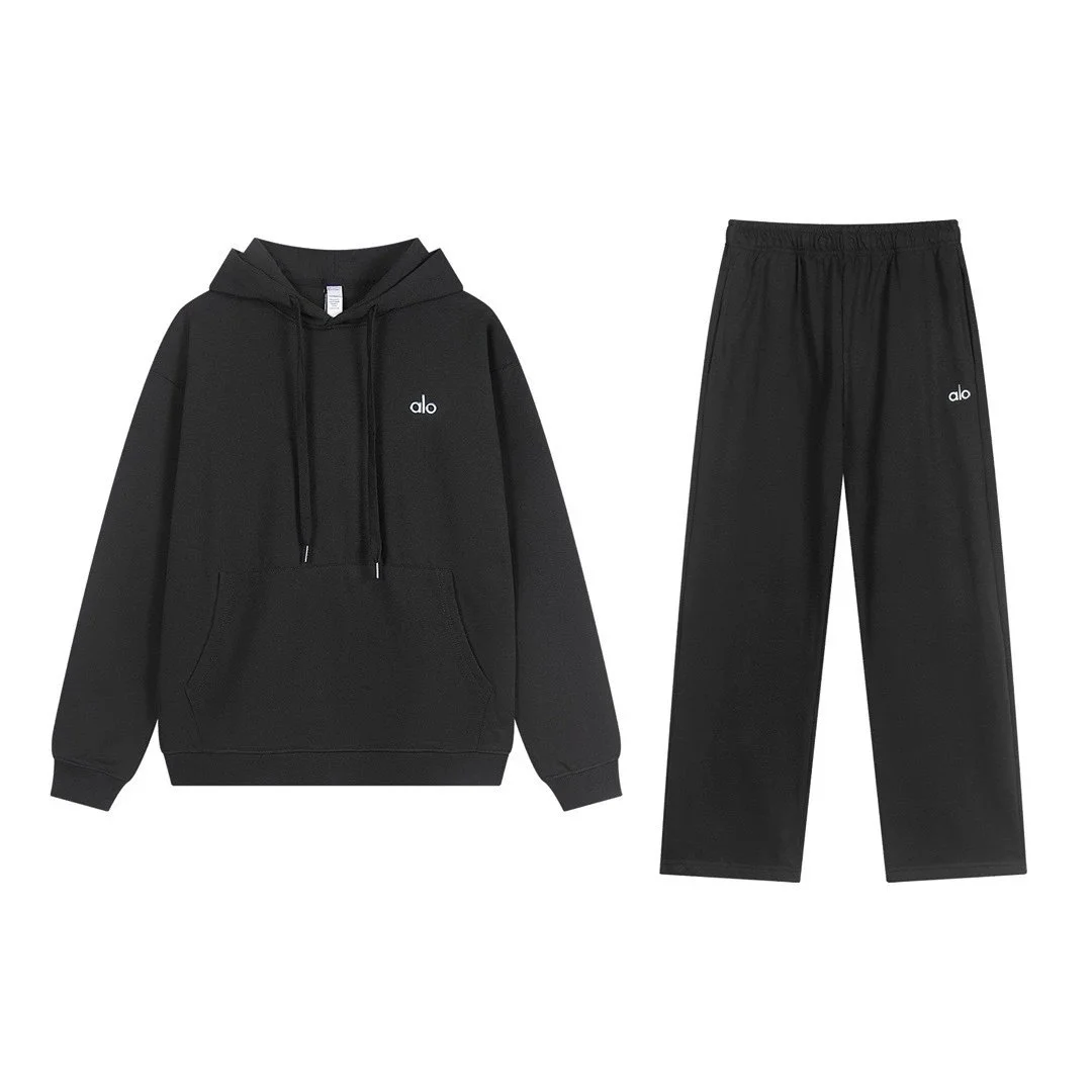 Alo Yoga Alo Yoga Dark Grey Hooded Straight-leg Tracksuit Set Grey - 1