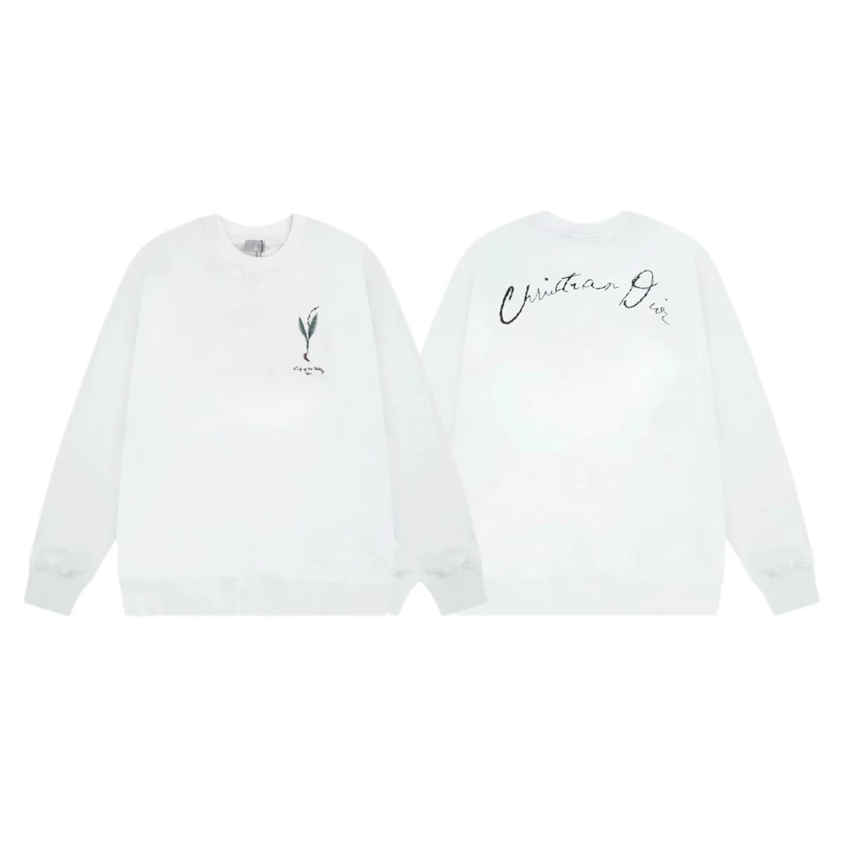 Dior Dior White Plant Embroidery Crewneck Sweatshirt White - 1