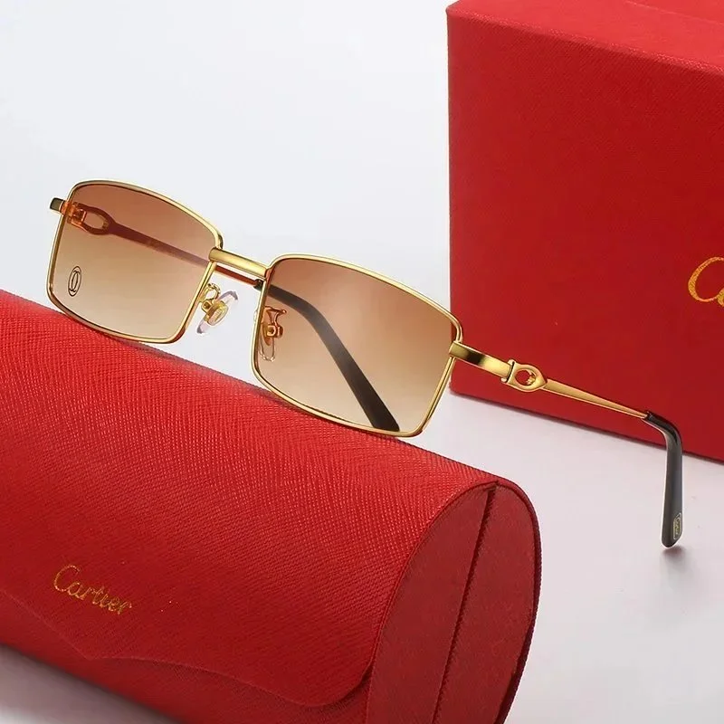 Cartier Cartier Soleil Blanc Gold Rectangle Sunglasses Gold - 1