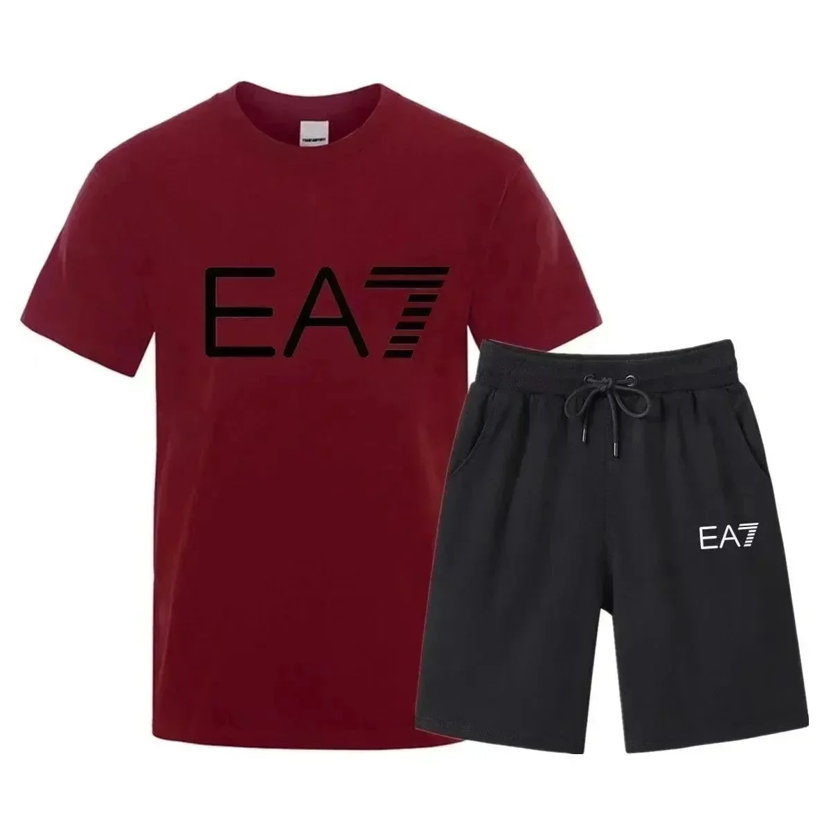 Armani EA7 Maroon/Black Co-ord Set Red
