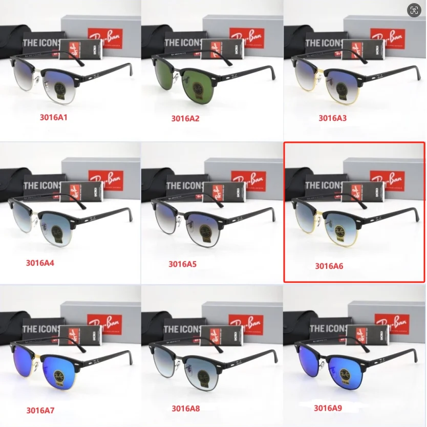 Ray-Ban Ray-Ban Clubmaster 3016 Black/Gold Blue Gradient Sunglasses Black
