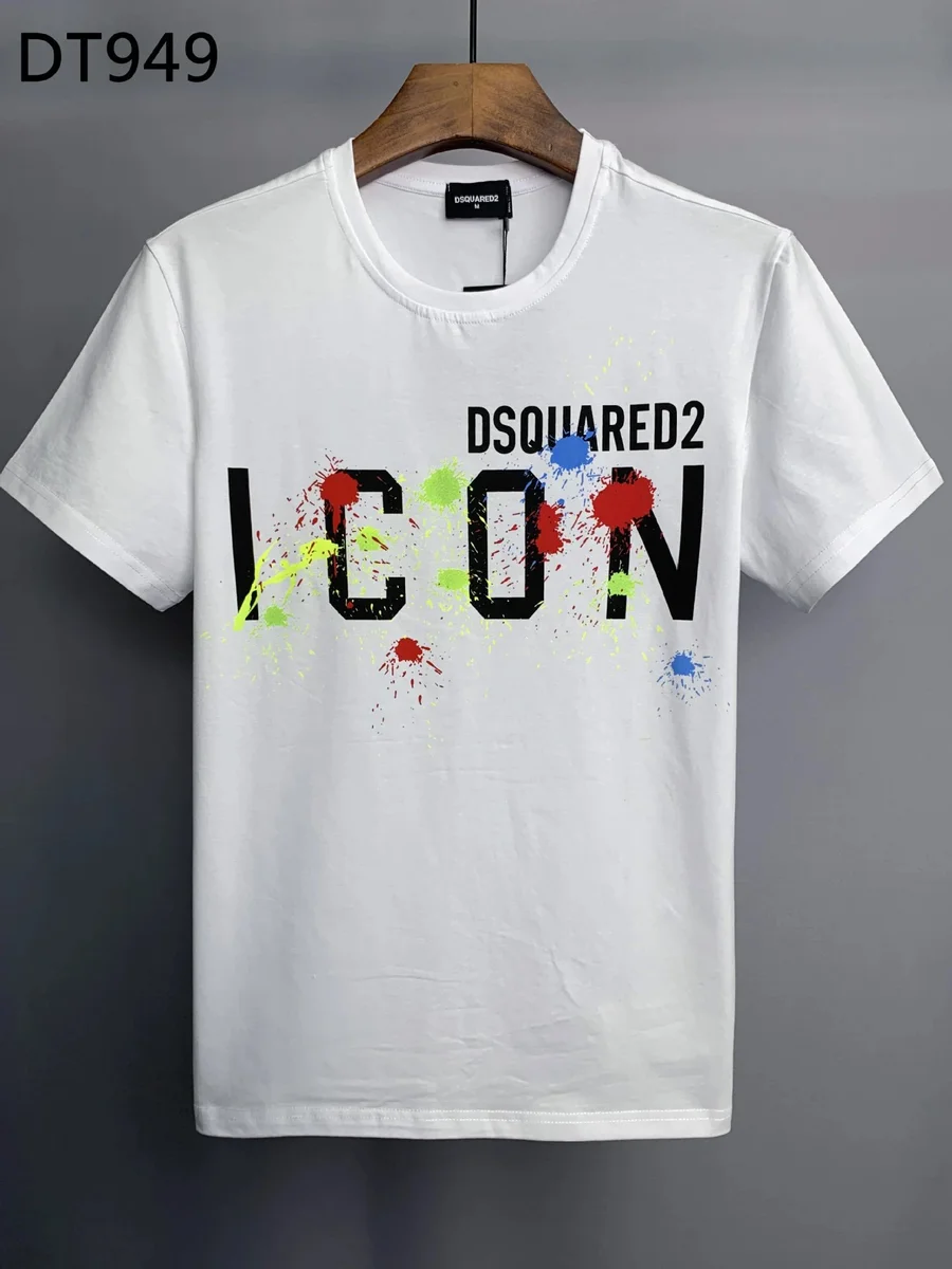 DSQUARED2 DSQUARED2 ICON White T-Shirt with Color Splatter Design White - 1
