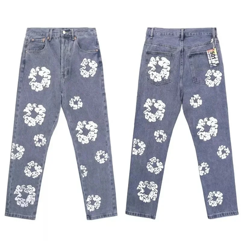 Other Blue Floral Print Jeans Blue - 1