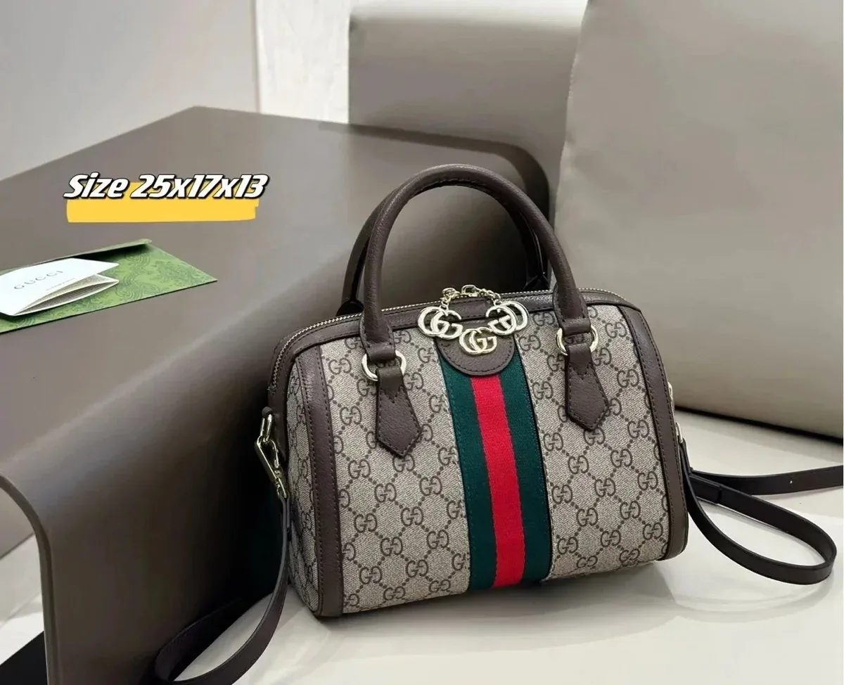 Gucci Gucci GG Supreme Web Stripe Tote Bag Beige - 1