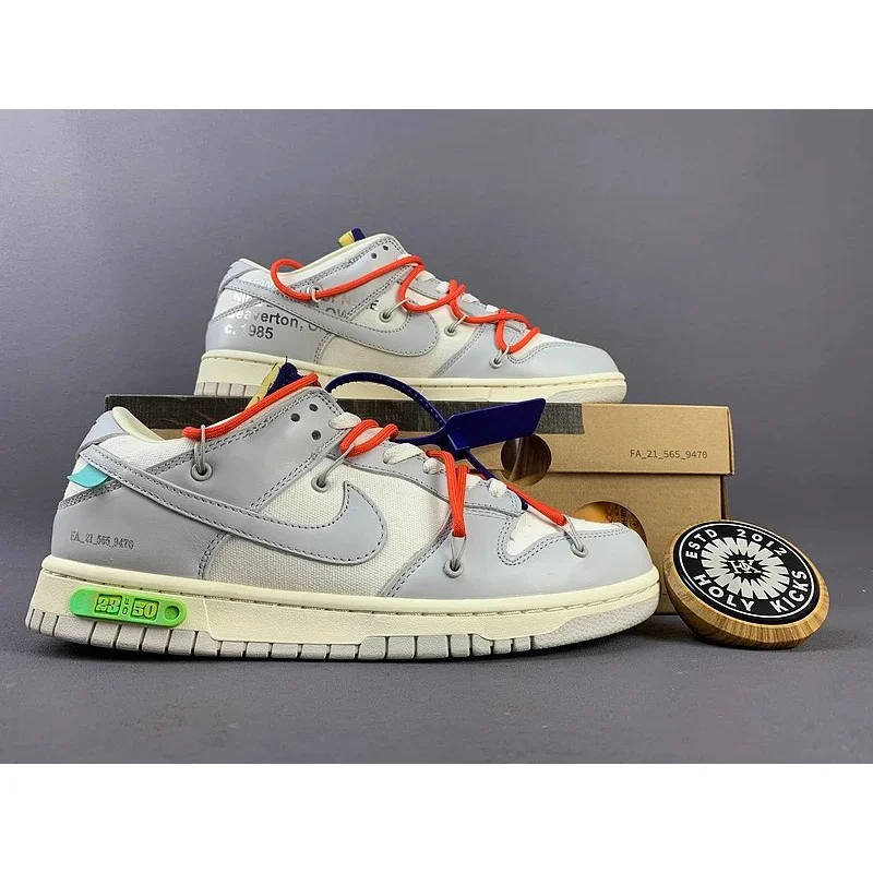 Nike Nike Off-White Dunk Low Sail/University Red Sneakers Grey