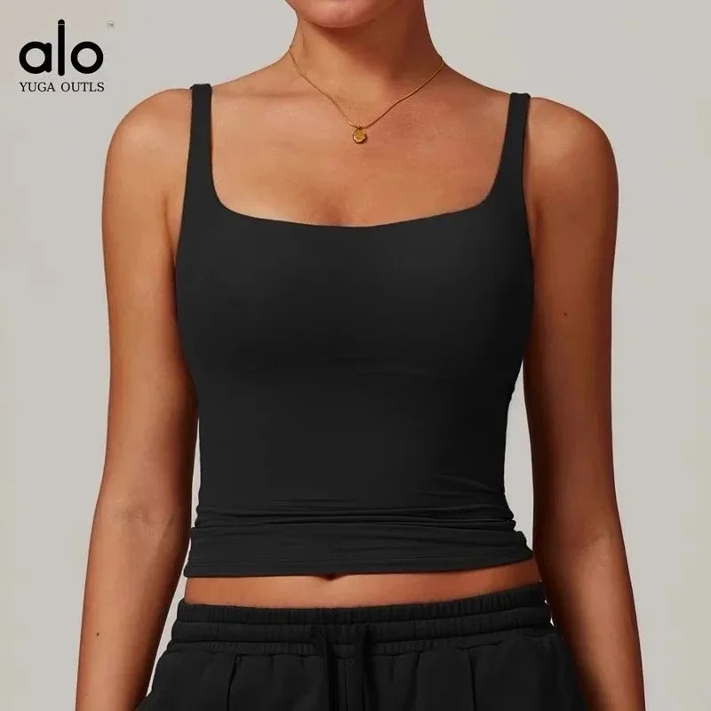 Other Alo Yuga Outls Square Neck Crop Top Advanced Black Black - 1