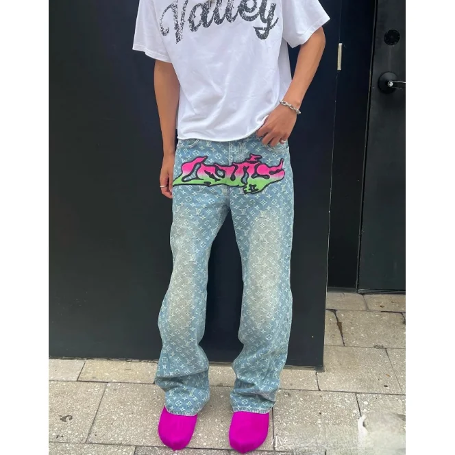 Louis Vuitton Louis Vuitton Monogram Graffiti Print Light Blue Jeans Blue