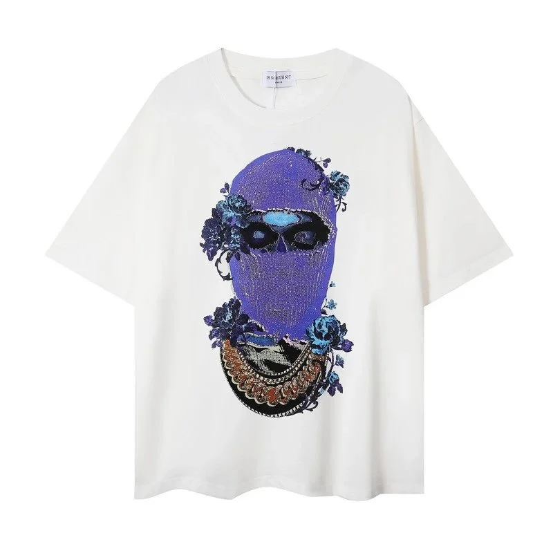 Other Unisex White Skull & Floral T-Shirt White - 1