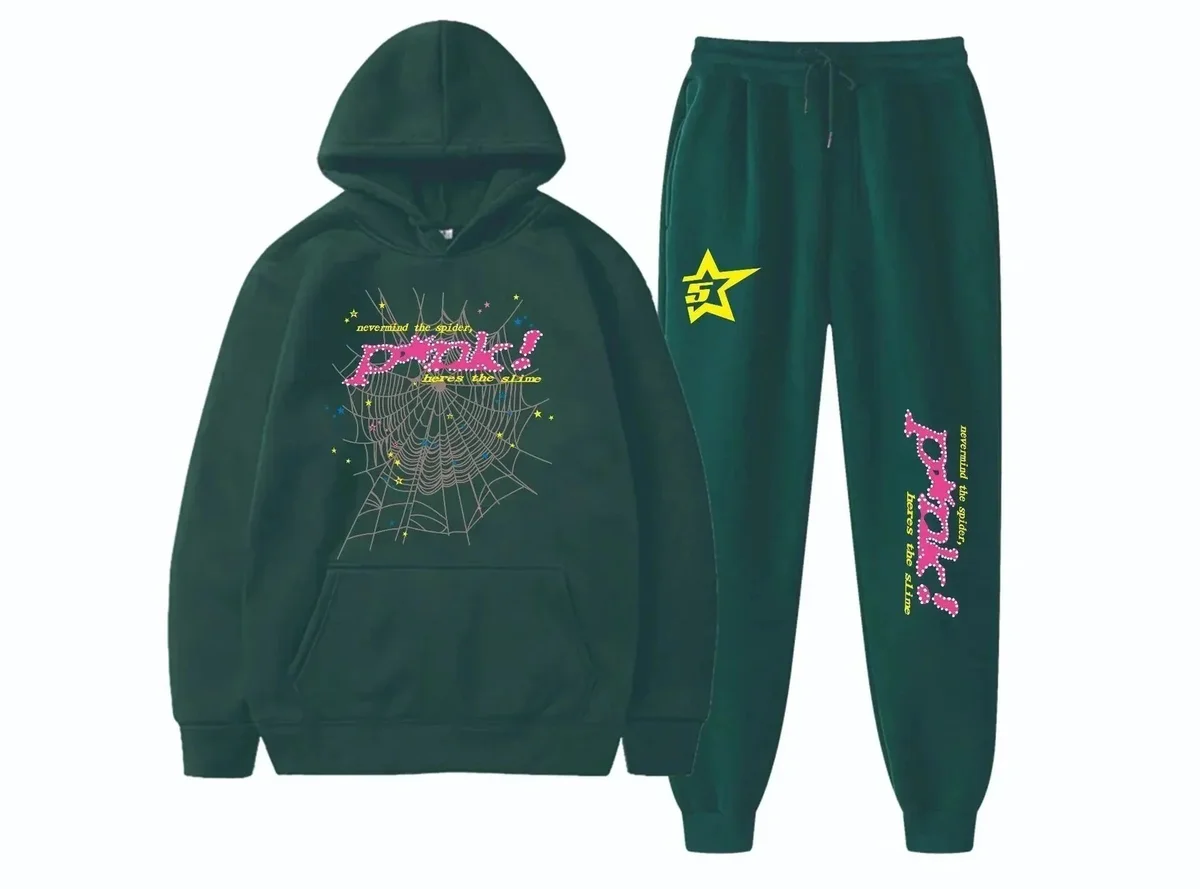 Other Dark Green 'PINK!' Graphic Tracksuit Set Green - 1