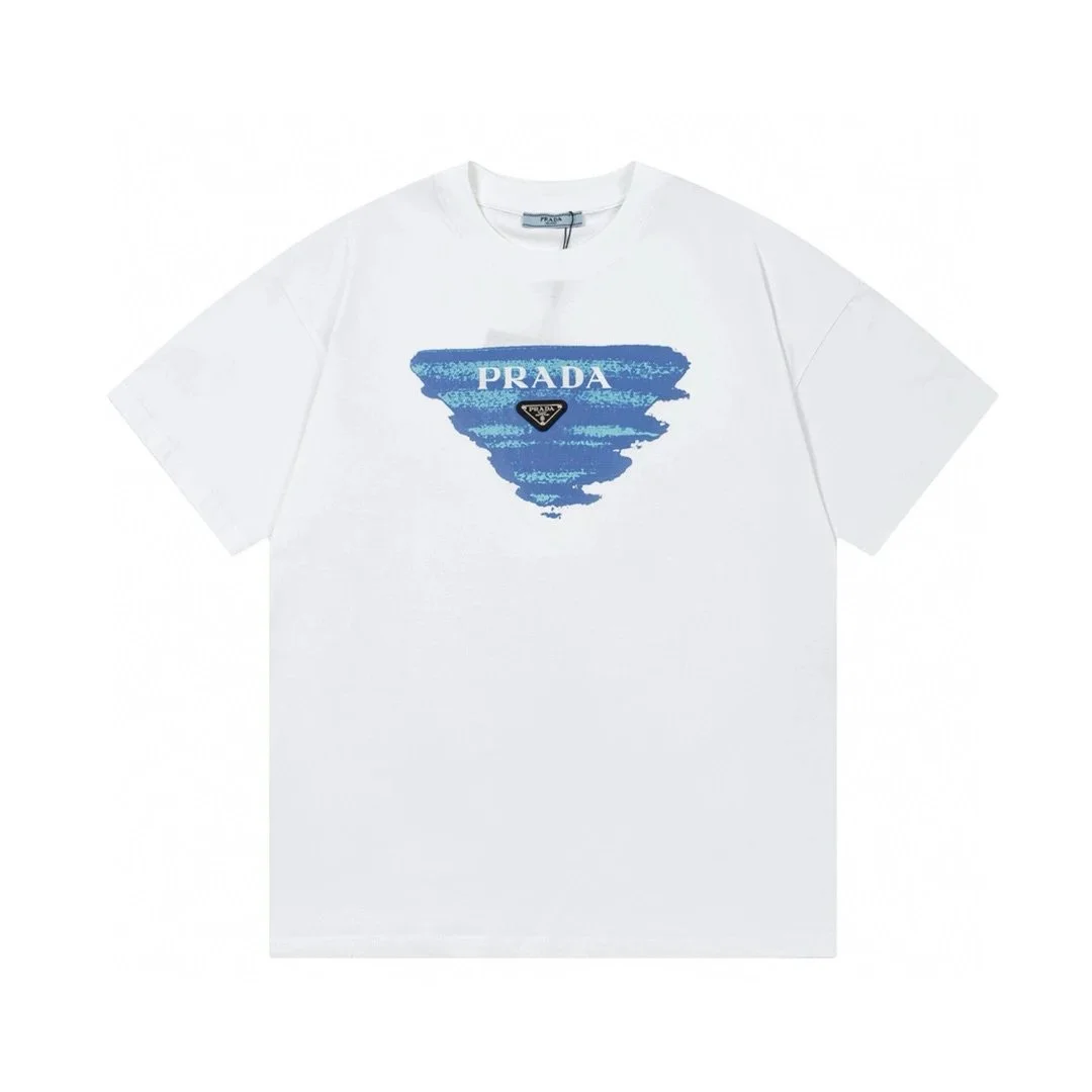 Prada Prada 18 White/Blue Graphic T-Shirt White