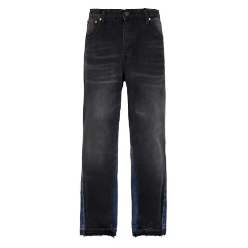 Other Unisex Dark Wash Jeans with Contrasting Panels Black - 1