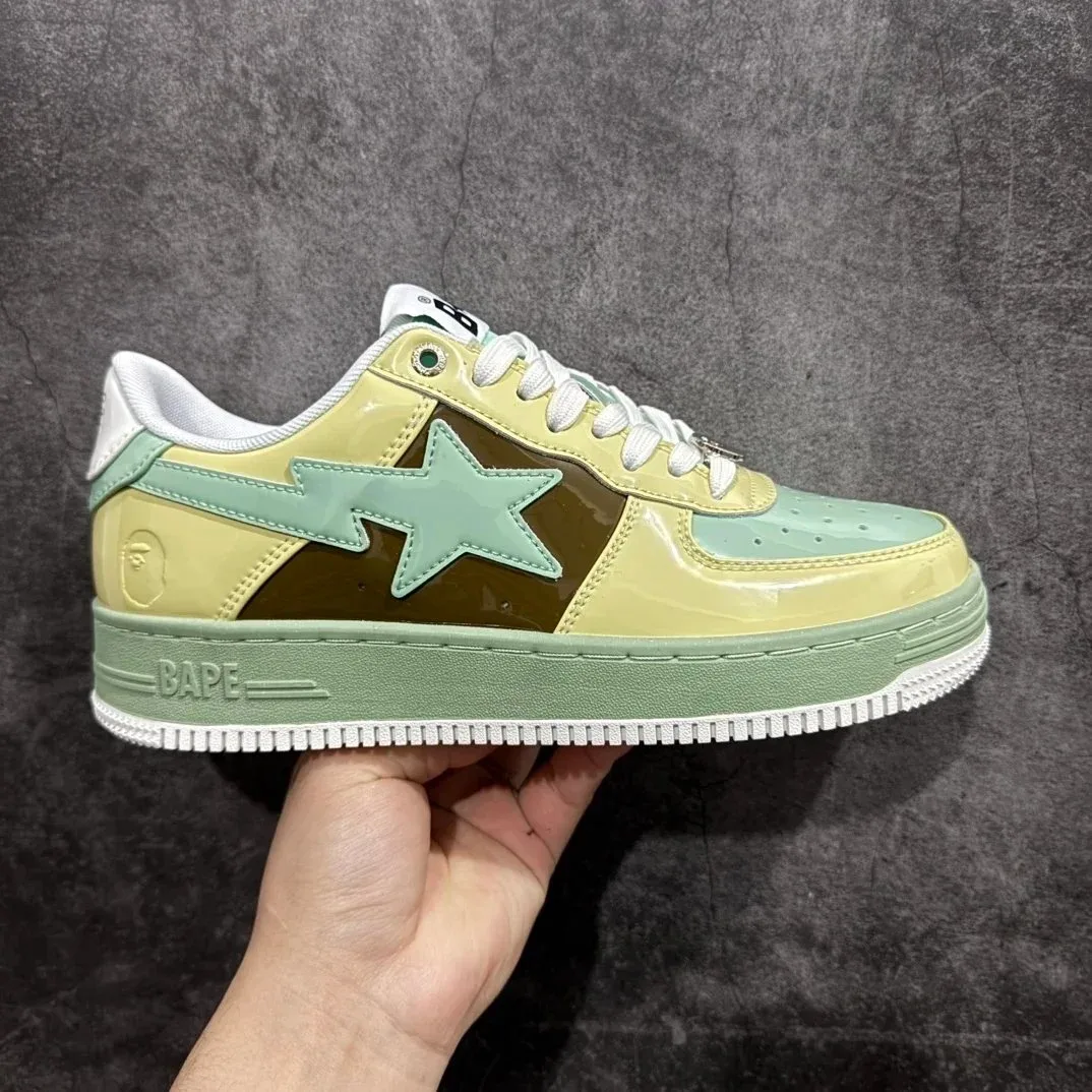 A Bathing Ape A Bathing Ape BAPE STA Light Green Black Khakis Sneakers Green - 1