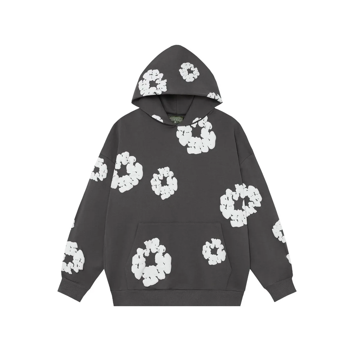 Other Dark Grey Floral Print Hoodie Grey - 1