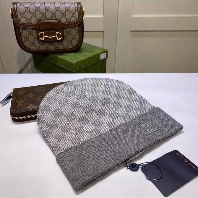 Louis Vuitton Louis Vuitton Houndstooth A-2 Grey Beanie Grey