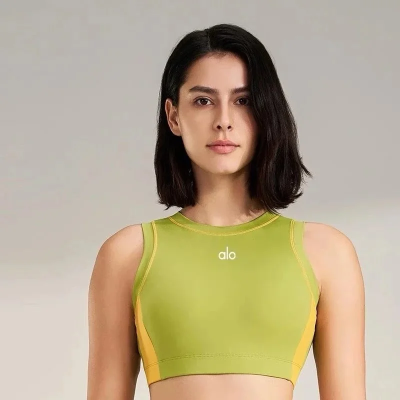 Alo Yoga Alo Green & Yellow Sports Bra Green - 1