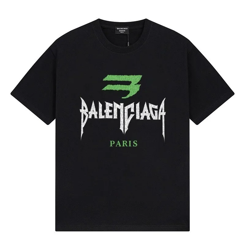 Balenciaga Balenciaga Black Green BALENCIAGA PARIS T-Shirt Black - 1