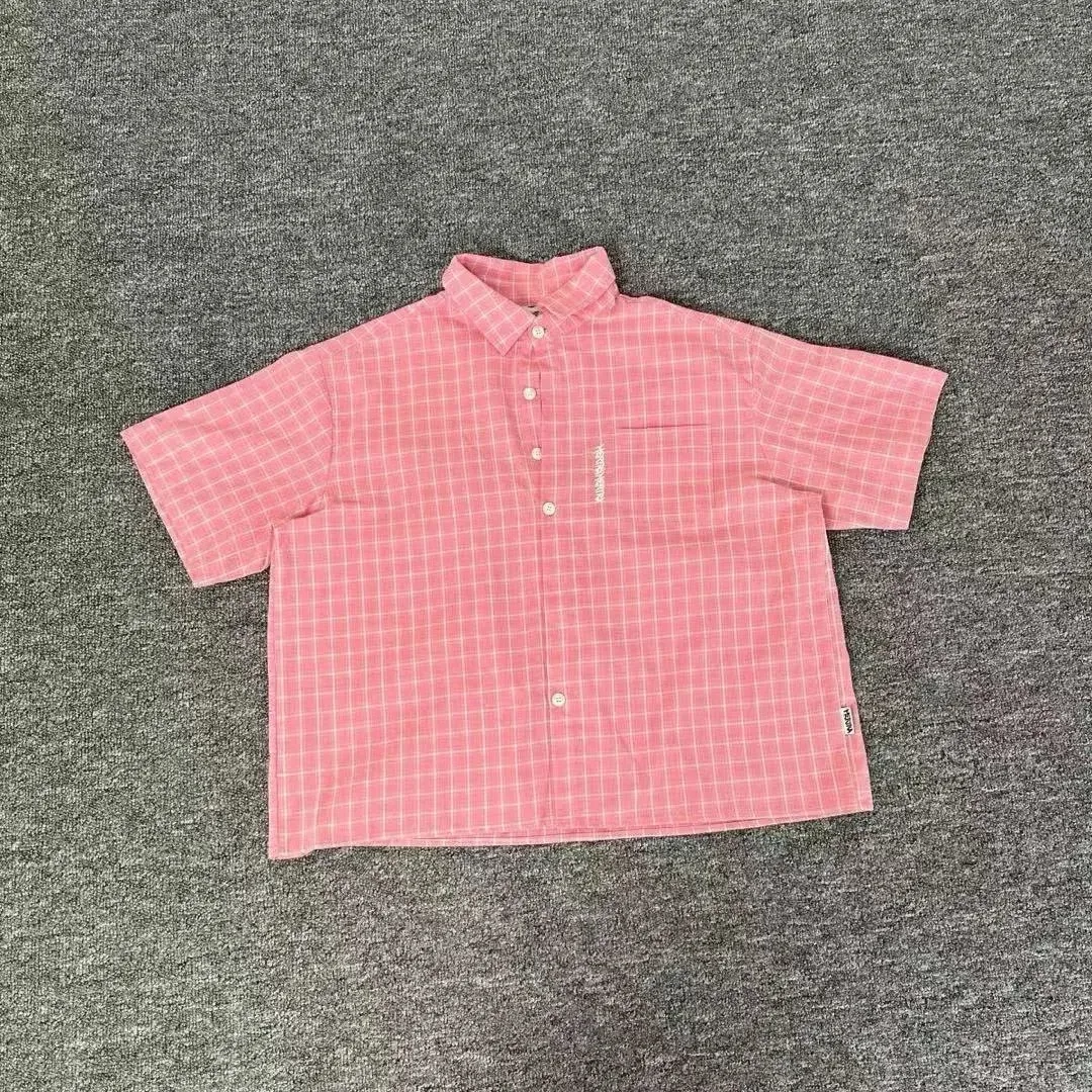 Other me-t055 Pink Grid Check Short Sleeve Shirt Pink - 1