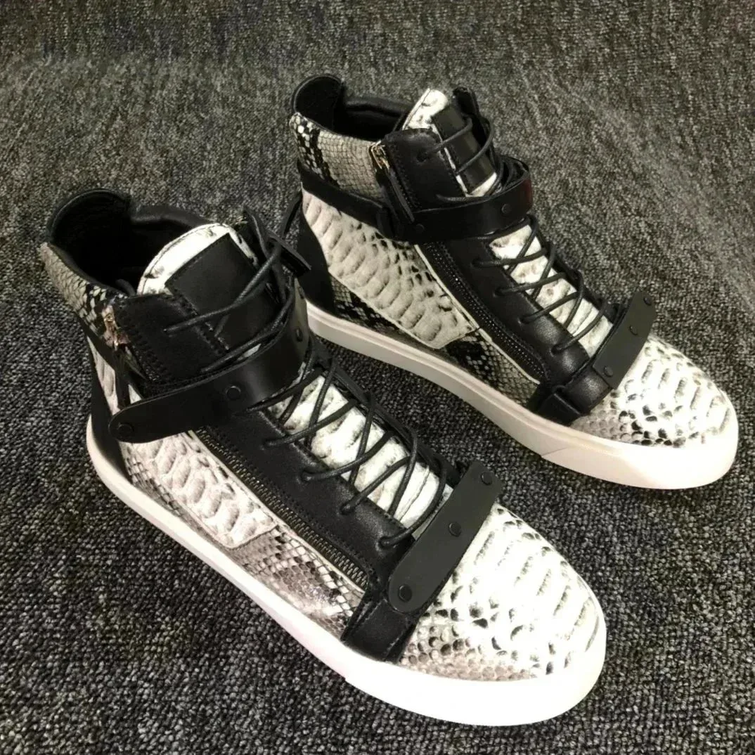 Other White/Black Snakeskin High-Top Sneakers White - 1