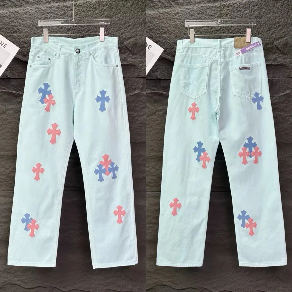 Chrome Hearts Chrome Hearts Cross Mint/Blue & Pink Crosses Jeans Blue