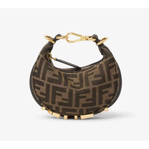 Fendi Fendi FF Monogram Brown/Black Crescent Shoulder Bag Brown