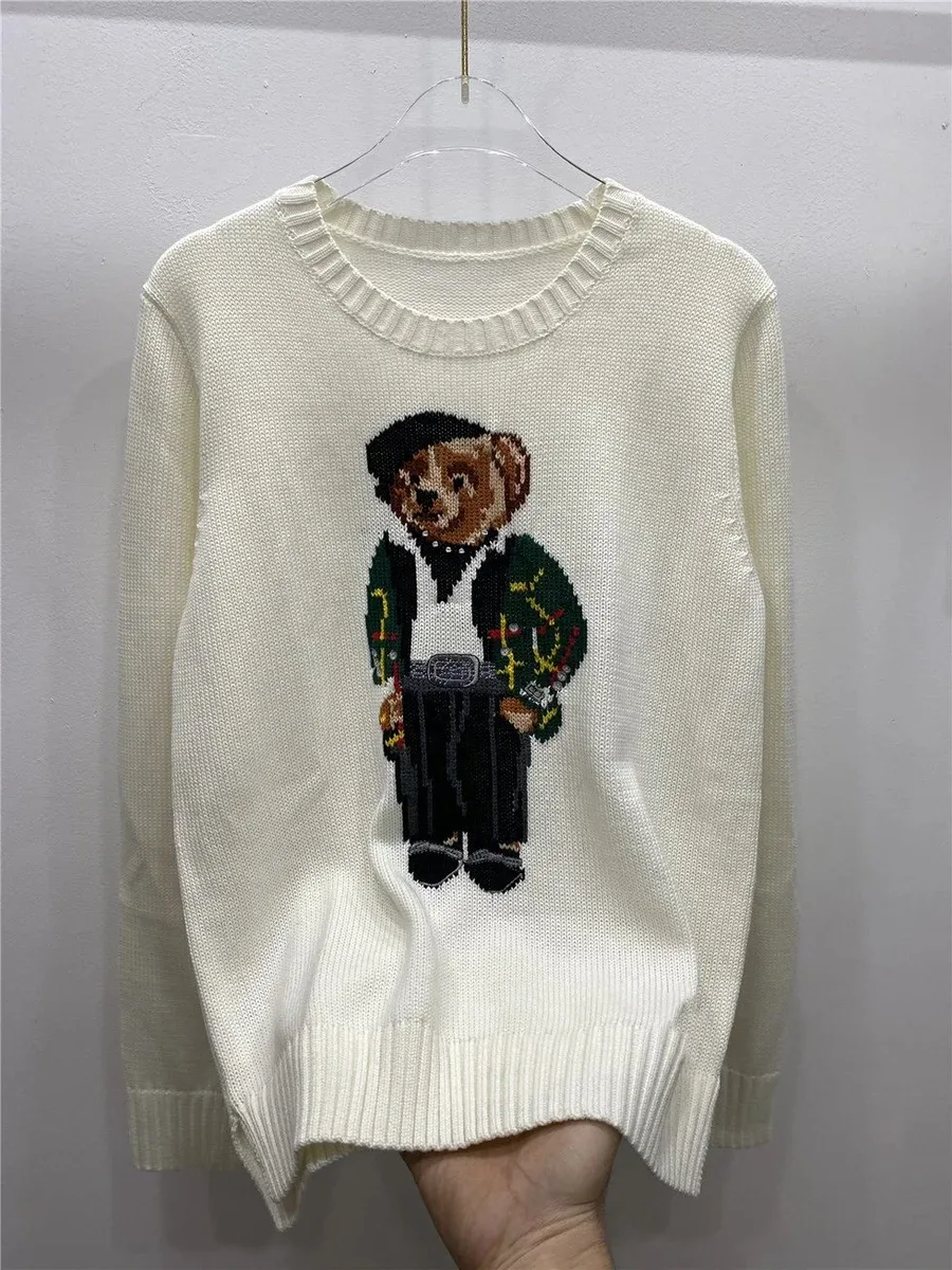 Polo Ralph Lauren Polo Ralph Lauren Polo Bear White Green Jacket Bear Sweater White - 1