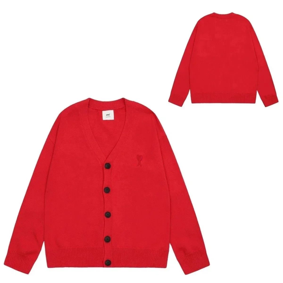 Ami Paris Ami AI-14 Red Cardigan Sweater Red - 1