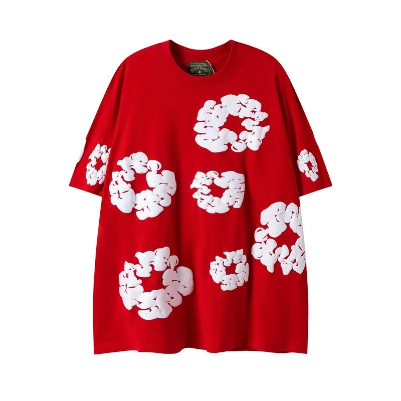 Other T-Shirt Red with White Cloud Print Red - 1