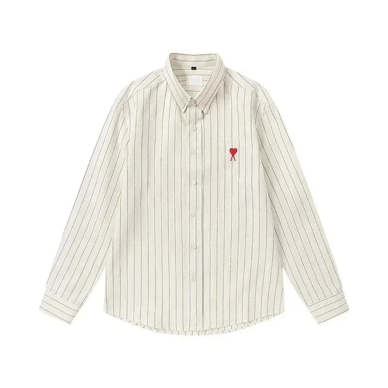 Ami Paris Ami Paris Ami de Coeur Apricot Stripe Shirt Beige