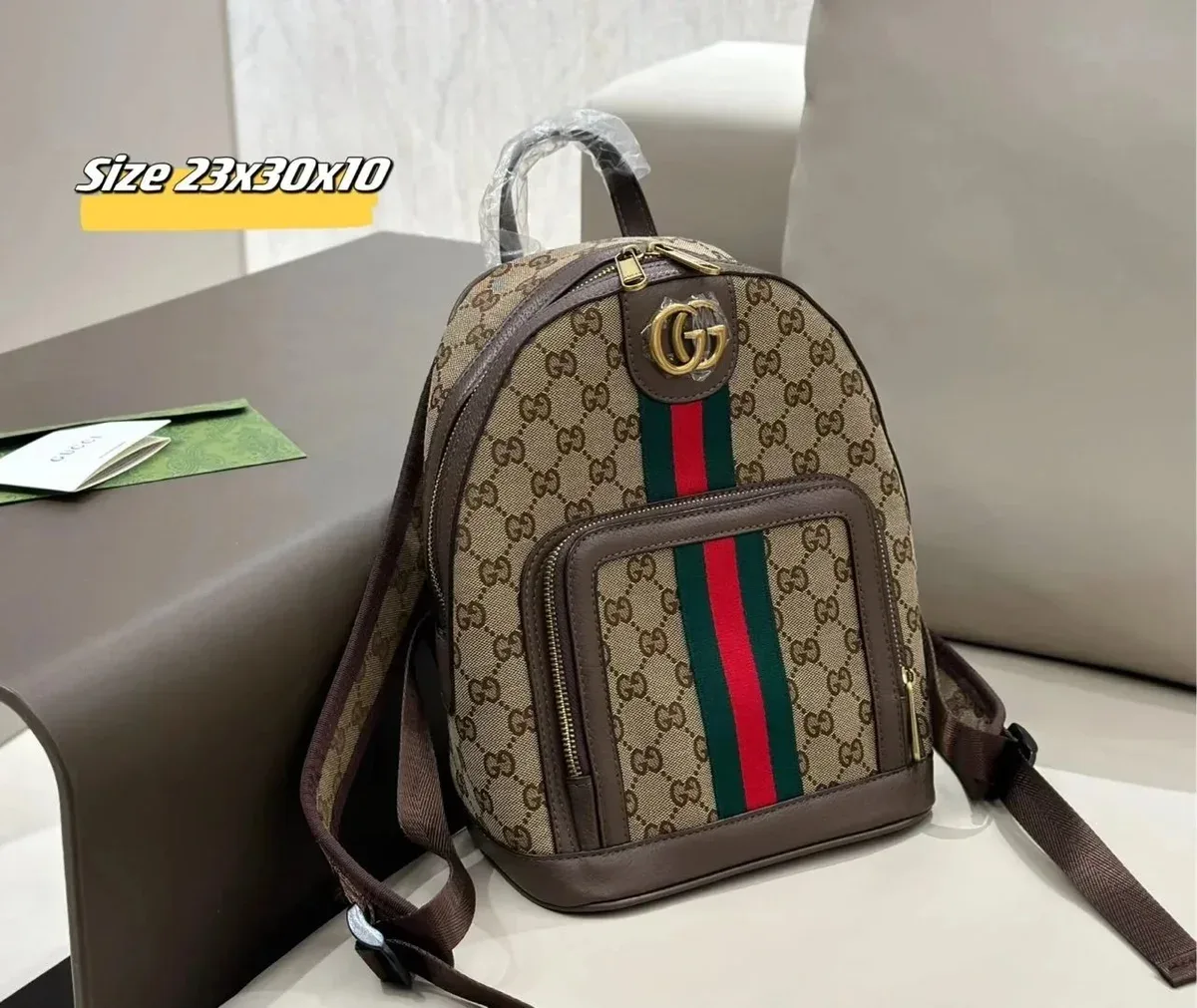 Gucci Gucci GG Supreme Mini Backpack Beige/Green/Red Beige - 1